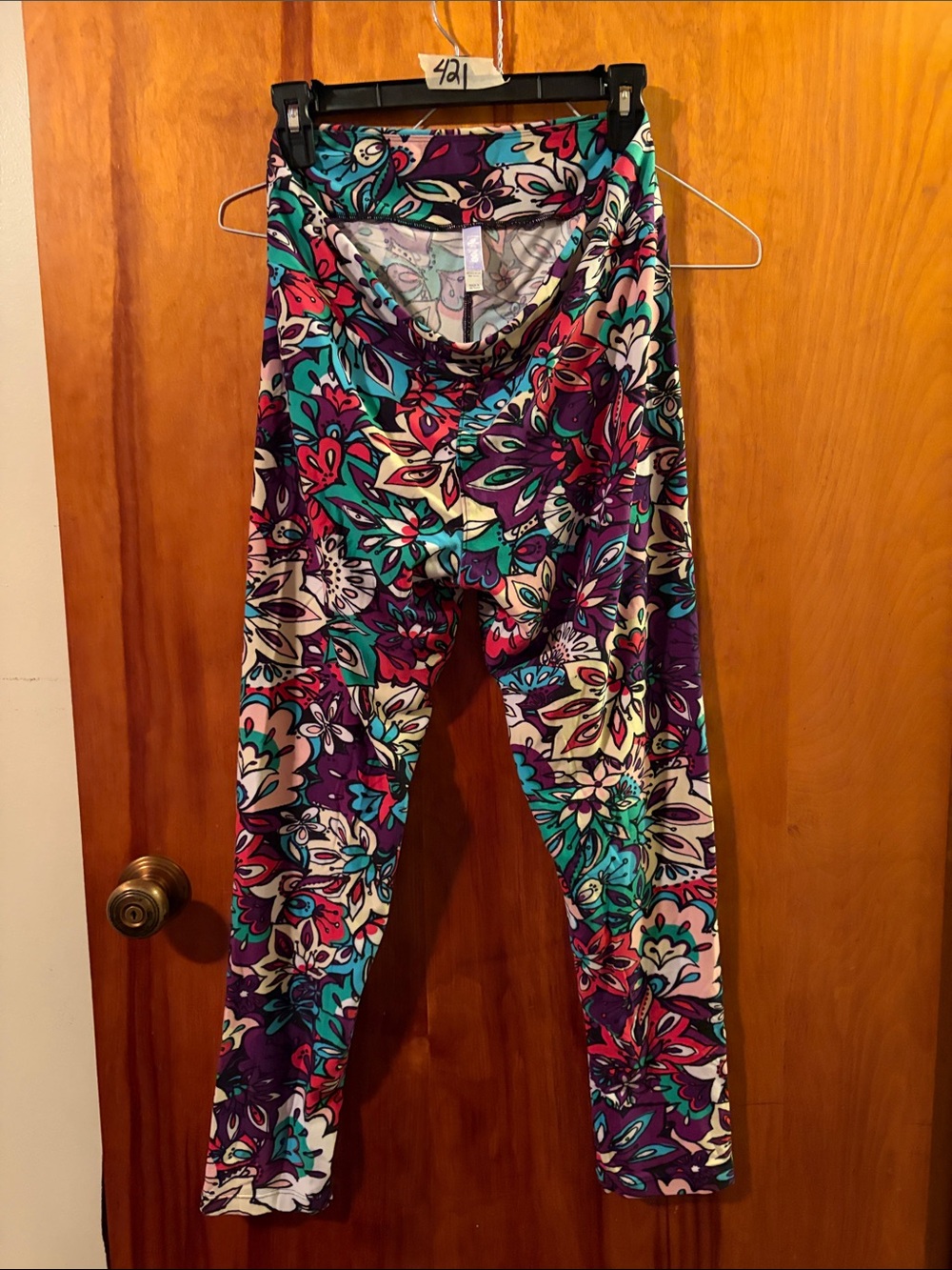 LuLaRoe Kids Floral Leggings - Purple Teal Pink